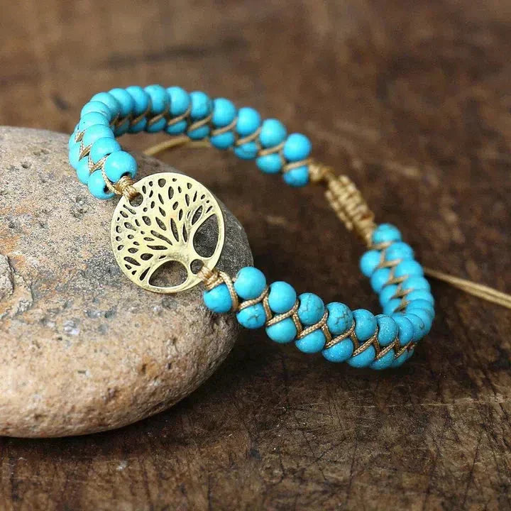 Handcrafted Tree of Life Bracelet with Turquoise Stone Jula Jewelry