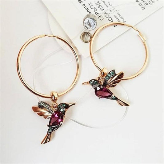 Limited Edition Soaring Hummingbird Earrings with Zirconia Inlay Jula Jewelry