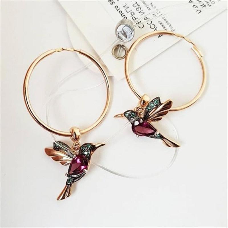 Limited Edition Soaring Hummingbird Earrings with Zirconia Inlay Jula Jewelry