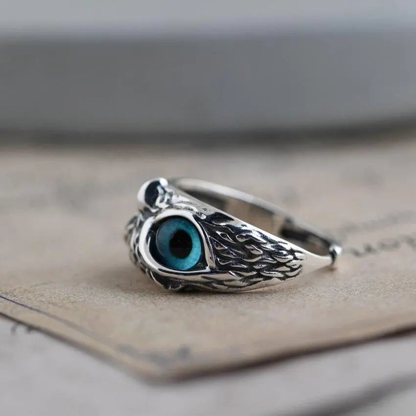 Lucky Owl – Silver Adjustable Ring with Opal Jula Jewelry