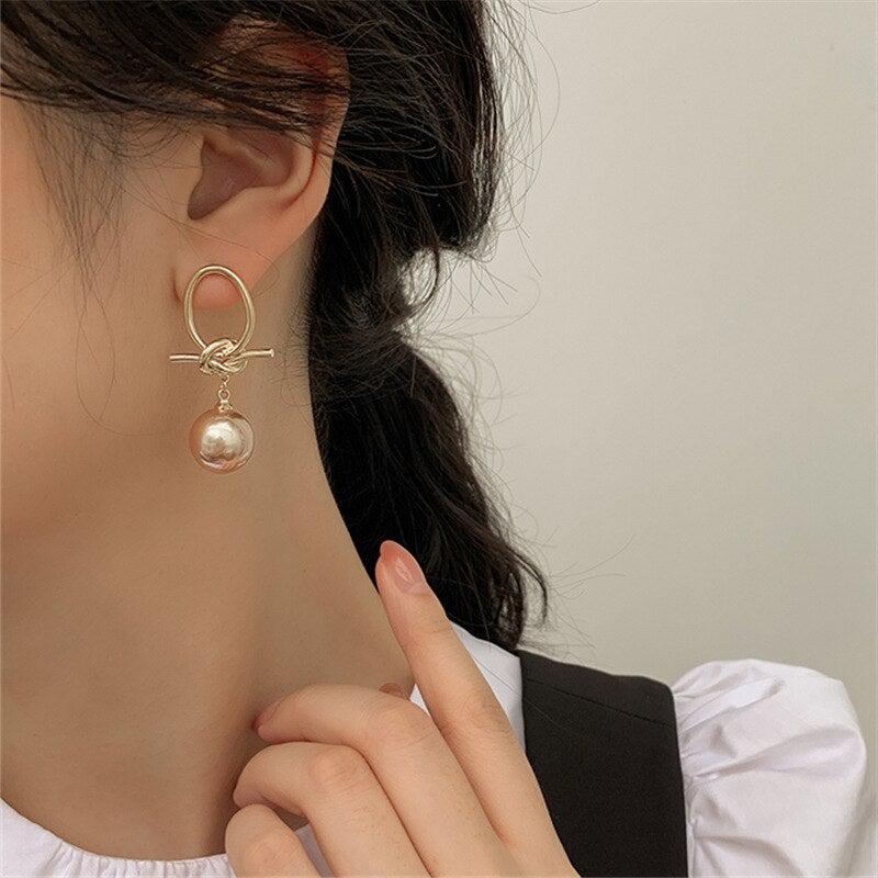 Gold Pearl Hoop Earrings Jula Jewelry