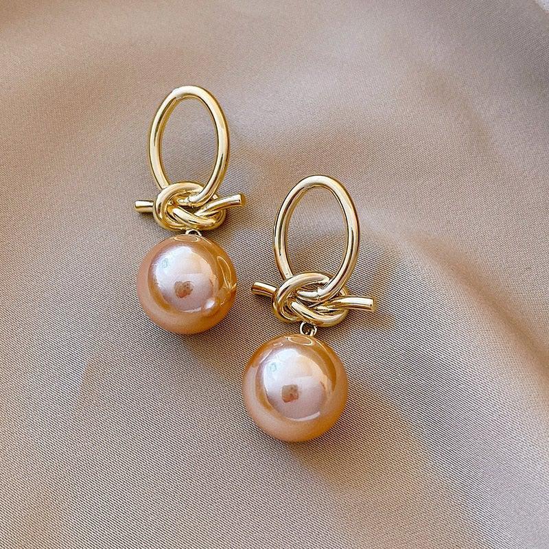 Gold Pearl Hoop Earrings Jula Jewelry