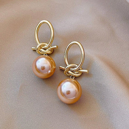 Gold Pearl Hoop Earrings Jula Jewelry