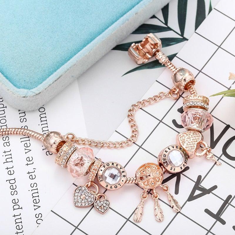 Rose Dreamcatcher Bracelet with Sterling Silver Charms Included Jula Jewelry