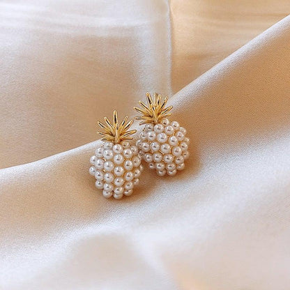 Tropical Pineapple and Pearl-Adorned Earrings Jula Jewelry