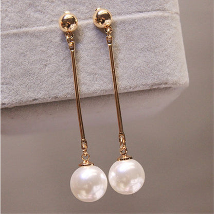 Gold Long Pearl Dangle Earrings Jula Jewelry