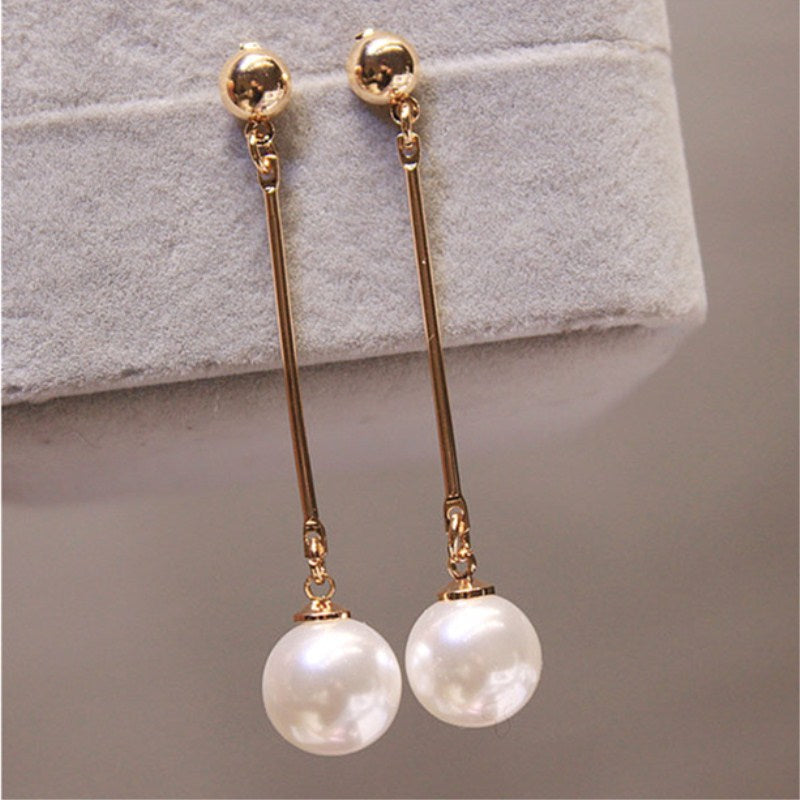 Gold Long Pearl Dangle Earrings Jula Jewelry