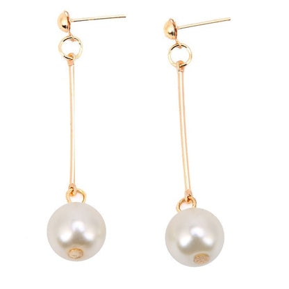 Gold Long Pearl Dangle Earrings Jula Jewelry