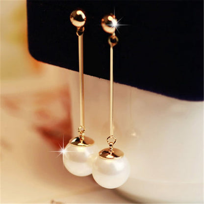 Gold Long Pearl Dangle Earrings Jula Jewelry