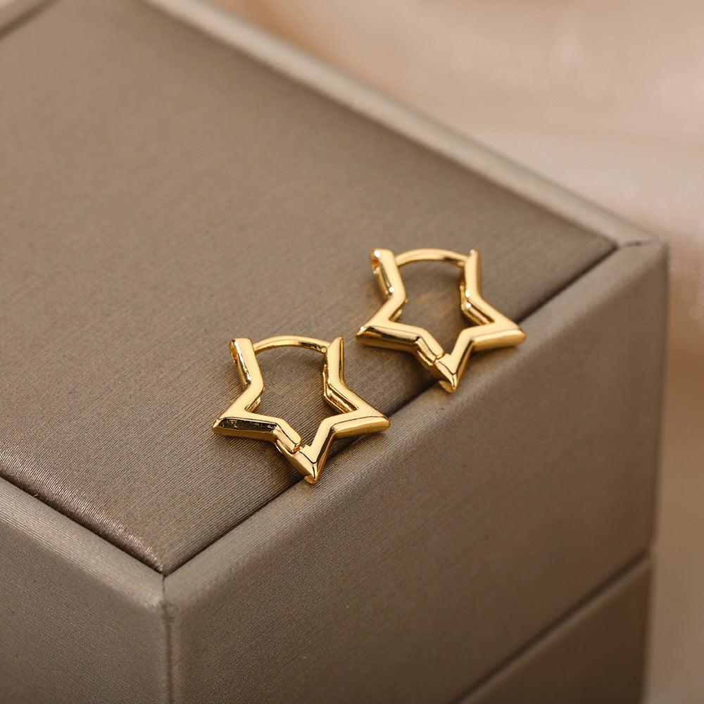 Minimalist Golden Star Earrings Jula Jewelry