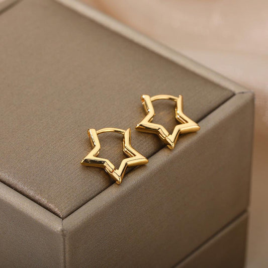 Minimalist Golden Star Earrings Jula Jewelry
