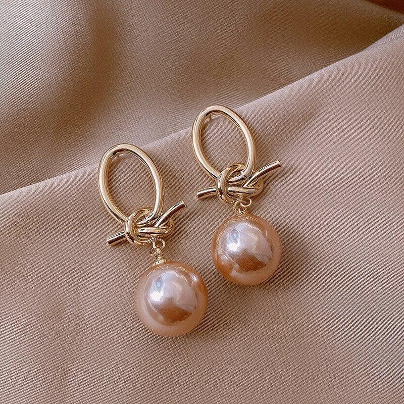 Gold Pearl Hoop Earrings Jula Jewelry