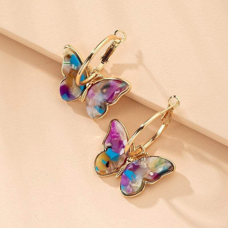 Crystal Butterfly Earrings with Hand-Painted Enamel Jula Jewelry