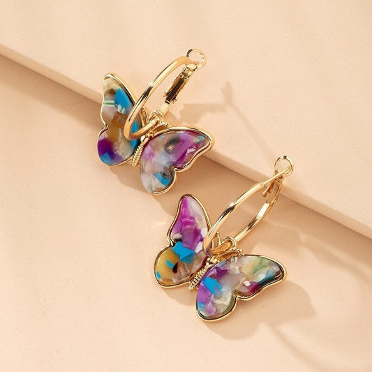 Crystal Butterfly Earrings with Hand-Painted Enamel Jula Jewelry