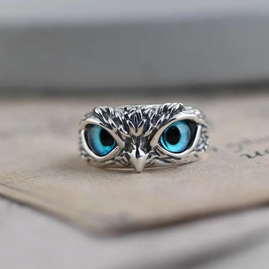 Good Luck Owl Adjustable Ring in Silver and Opal Jula Jewelry