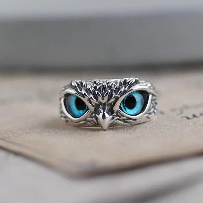 Lucky Owl – Silver Adjustable Ring with Opal Jula Jewelry
