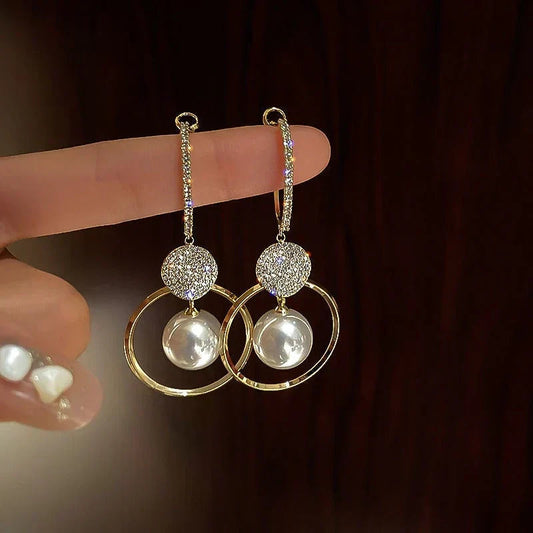 Luxurious Earrings with Cultured Pearls and Zirconia Jula Jewelry