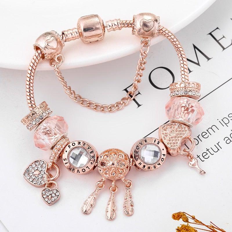 Rose Dreamcatcher Bracelet with Sterling Silver Charms Included Jula Jewelry