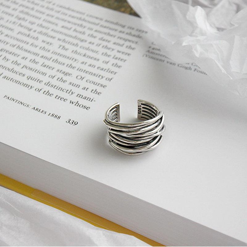 Adjustable Silver Layered Ring Jula Jewelry