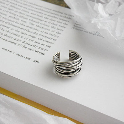 Adjustable Silver Layered Ring Jula Jewelry