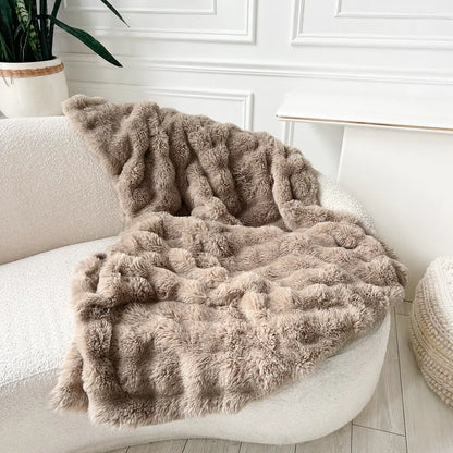 Cozy Blanket Soft Warm Rabbit Fleece Throw for Home Decor SleepingPillow