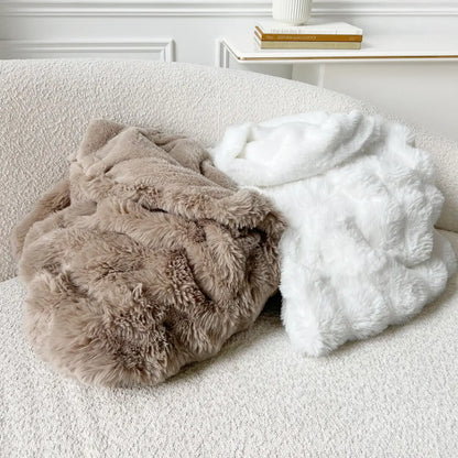 Cozy Blanket Soft Warm Rabbit Fleece Throw for Home Decor SleepingPillow