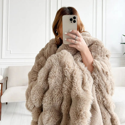 Cozy Blanket Soft Warm Rabbit Fleece Throw for Home Decor SleepingPillow
