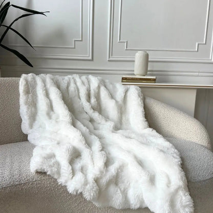 Cozy Blanket Soft Warm Rabbit Fleece Throw for Home Decor SleepingPillow