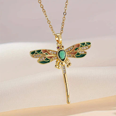Golden Dreams Dragonfly Dance Necklace Jula Jewelry