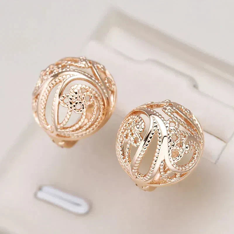 Elegant Gold Hollow Ball Earrings Jula Jewelry