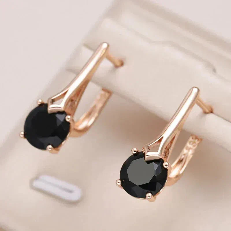 Elegant Black Crystal Earrings in Gold Jula Jewelry