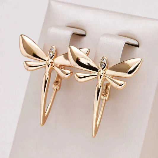Elegant Golden Dragonfly Earrings Jula Jewelry