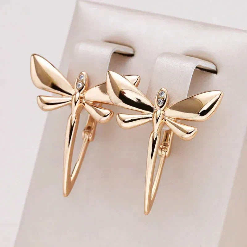 Elegant Golden Dragonfly Earrings Jula Jewelry