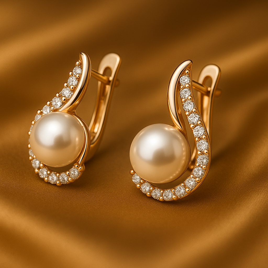 Luxurious Pearl Button Earrings Jula Jewelry