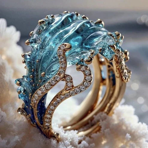 Exotic Ocean Wave Golden Ring Jula Jewelry