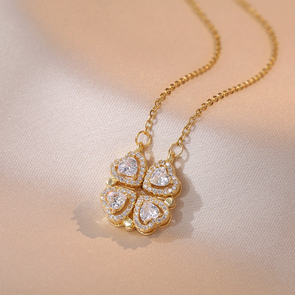 Lucky Clover Necklace with Diamond Accents Jula Jewelry