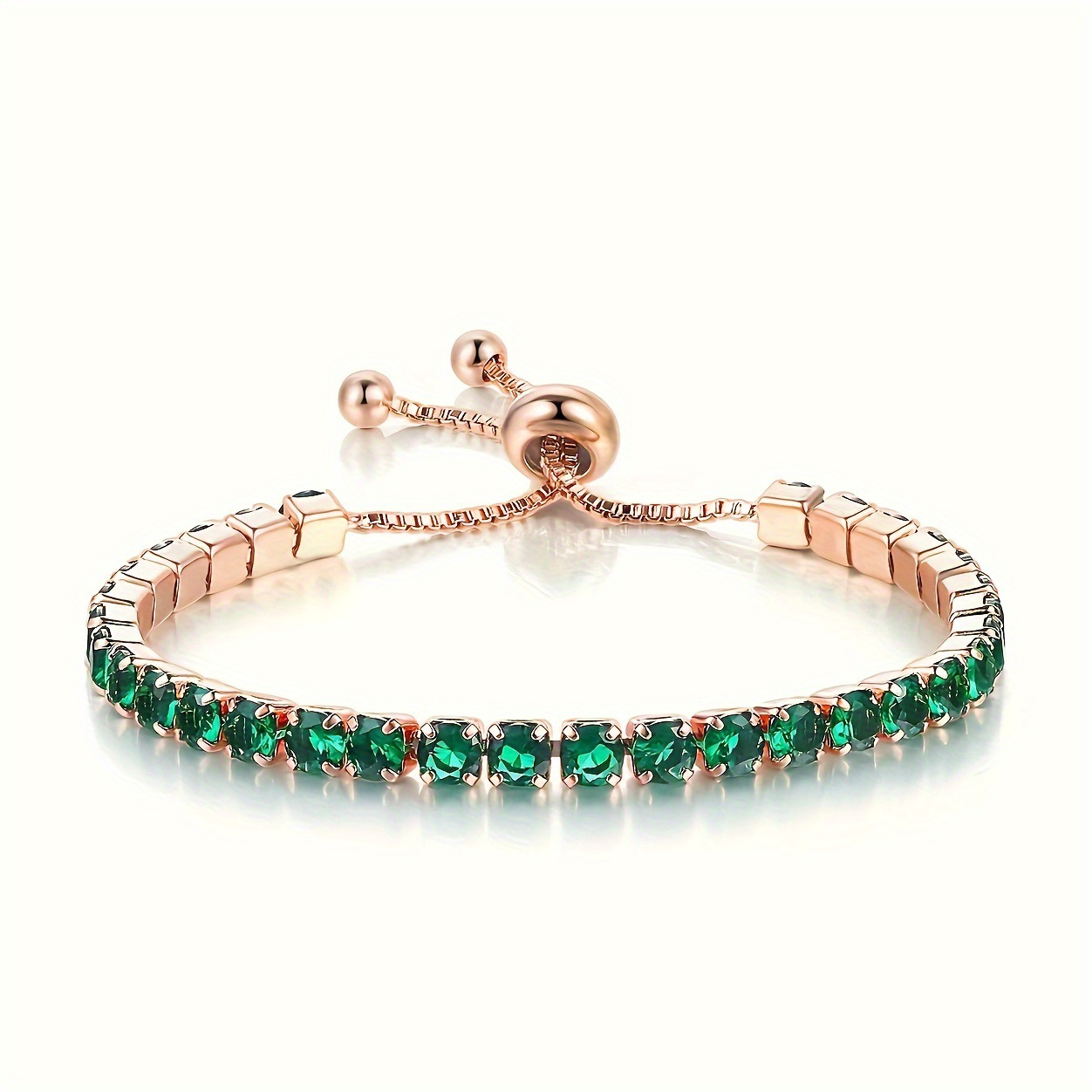 Gold Emerald Adjustable Tennis Bangle Jula Jewelry