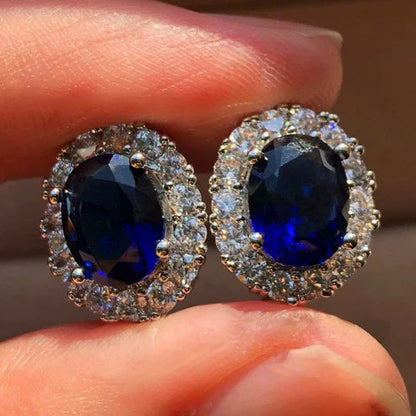Oval White Sapphire Stud Earrings Jula Jewelry