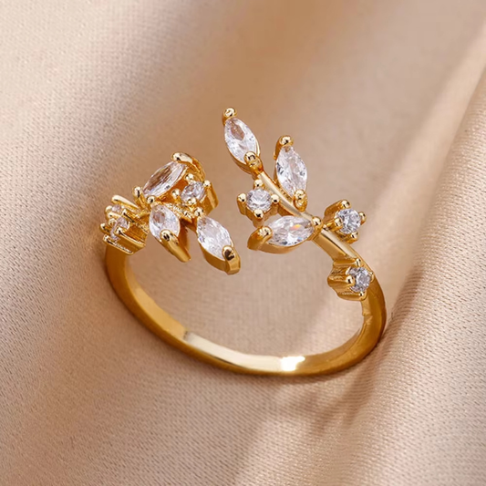 Golden Open Leaf Band Jula Jewelry