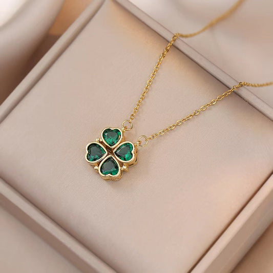 Radiant Clover Necklace with Lively Green Gemstones Jula Jewelry
