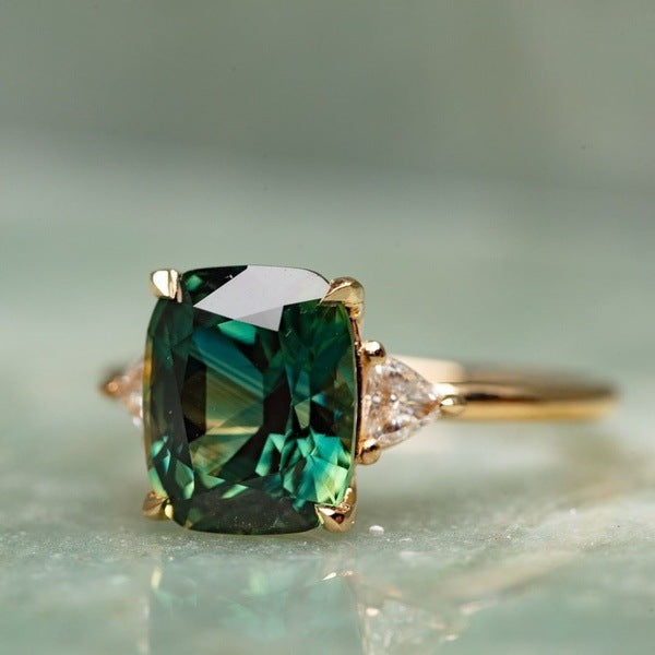 Golden Emerald Solitaire Ring Jula Jewelry