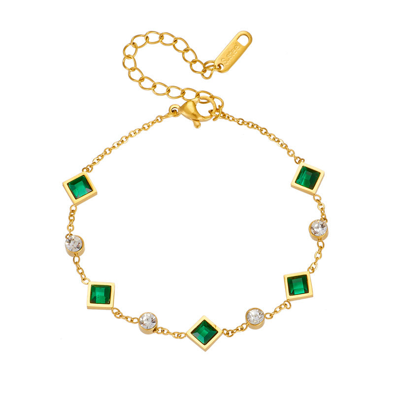 Emerald Gold Station Bracelet Jula Jewelry