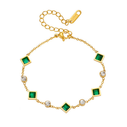 Emerald Gold Station Bracelet Jula Jewelry