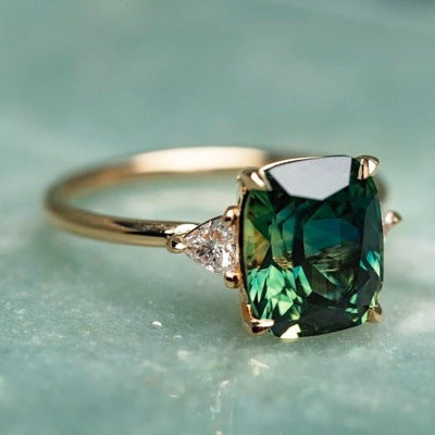 Golden Emerald Solitaire Ring Jula Jewelry
