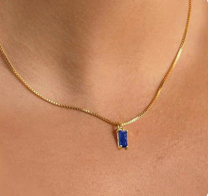 Minimalist Blue Gem Pendant Necklace Jula Jewelry