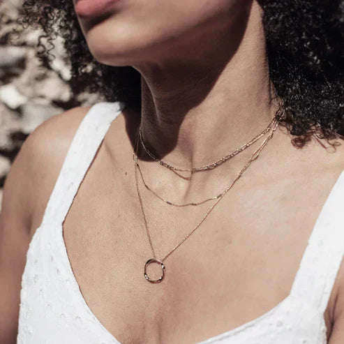 Open Circle Triple Row Necklace Jula Jewelry