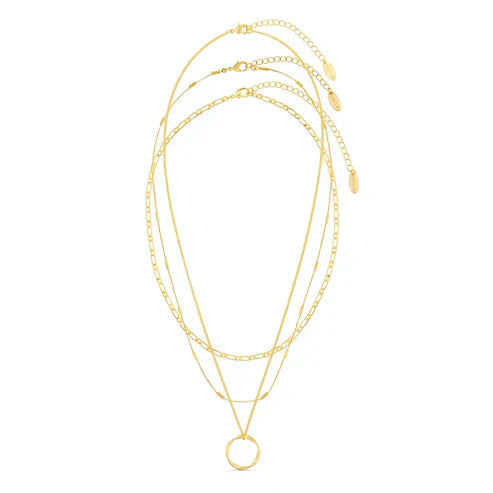 Open Circle Triple Row Necklace Jula Jewelry