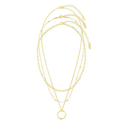 Open Circle Triple Row Necklace Jula Jewelry