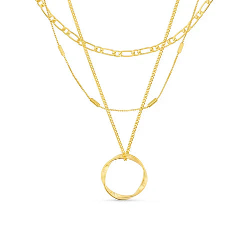 Open Circle Triple Row Necklace Jula Jewelry