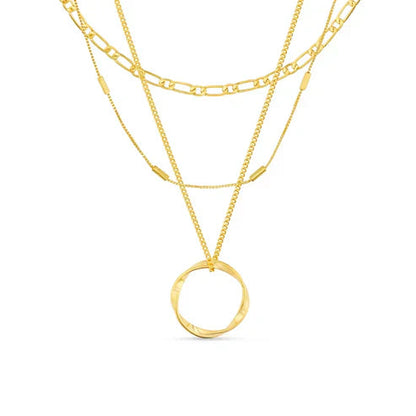 Open Circle Triple Row Necklace Jula Jewelry
